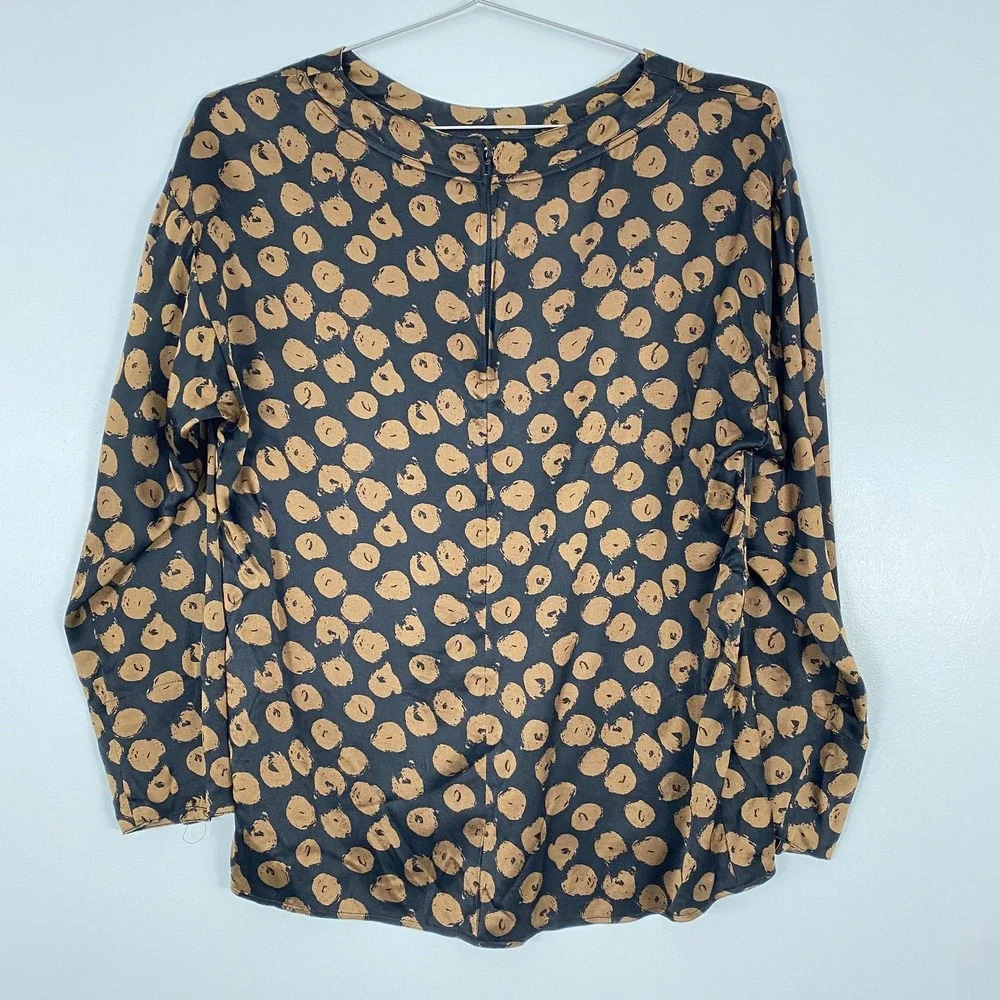 Vintage Richard Warren Neiman Marcus Blouse Womens 8 Black Silk Polka Dot Print - Picture 3 of 13